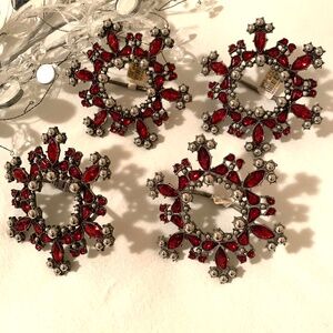 Pottery Barn Metal Jewel Wreath/ Snowflake Napkin Holders Set of 4